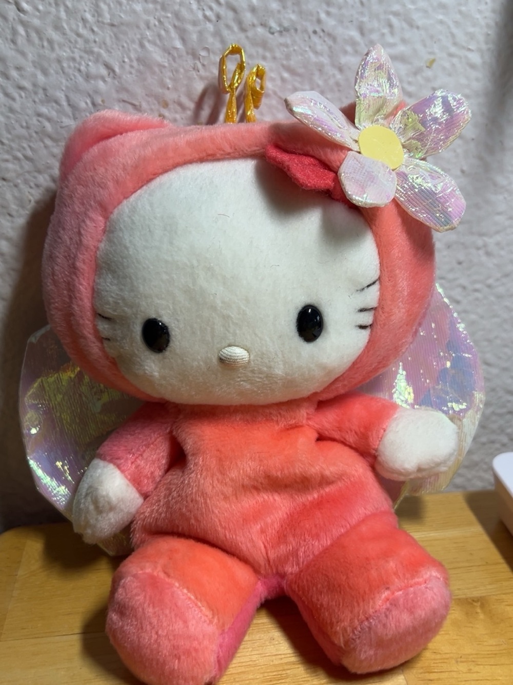 Sanrio Hello Kitty Pink Coral Plush Doll with Iridescent Flower Wings